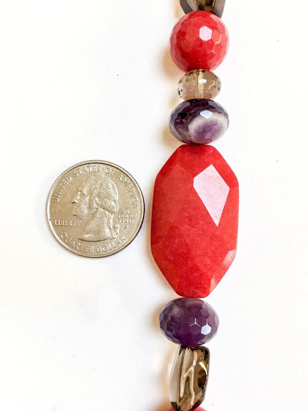 ABEL Raspberry Quartz Multi-Stone Necklace Sterling 20” Amethyst VERY GOOD COND