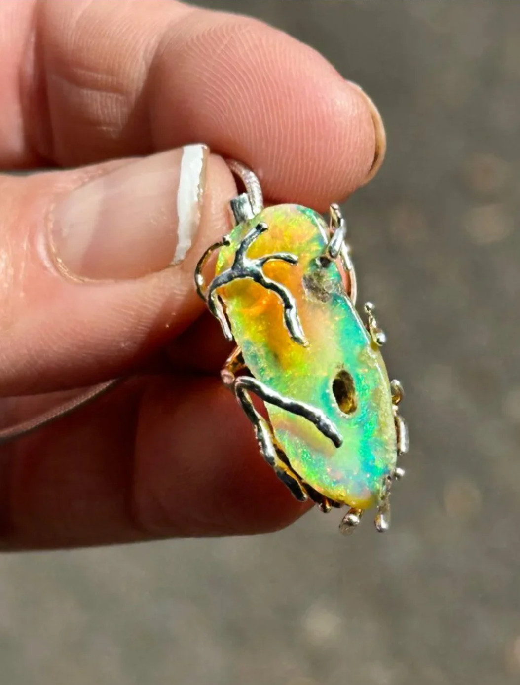 Opal Silver Woods Bohemian Necklace