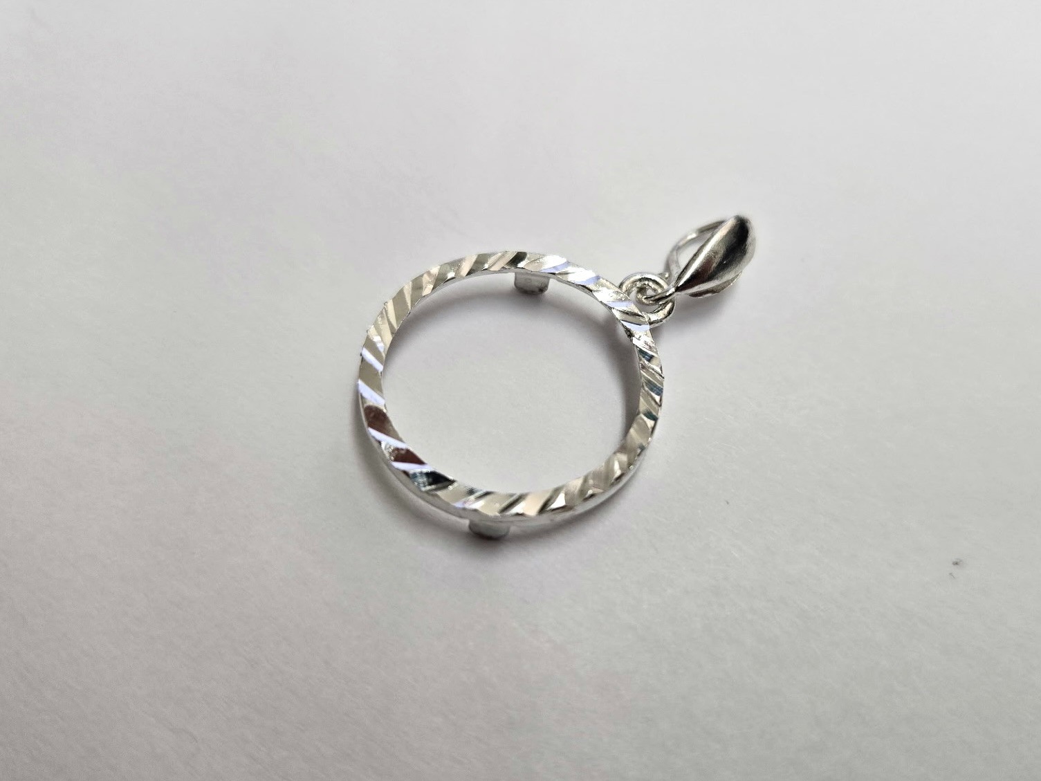 925 Sterling Silver 10 Cent Dime Coin Bezel 18mm Diamond Cut Prong Cut