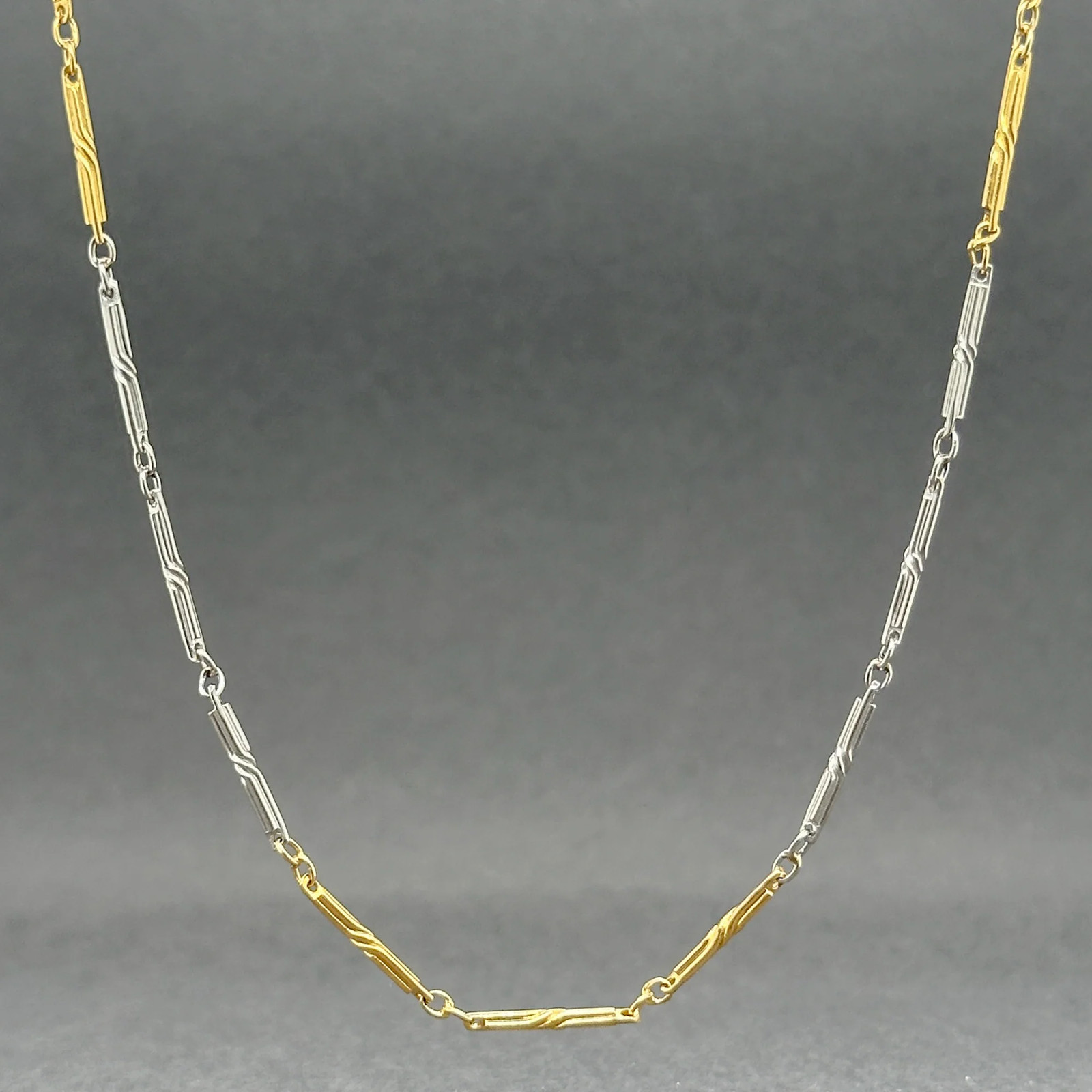 Estate Platinum 18 1.3mm 15″ Bar Link Chain