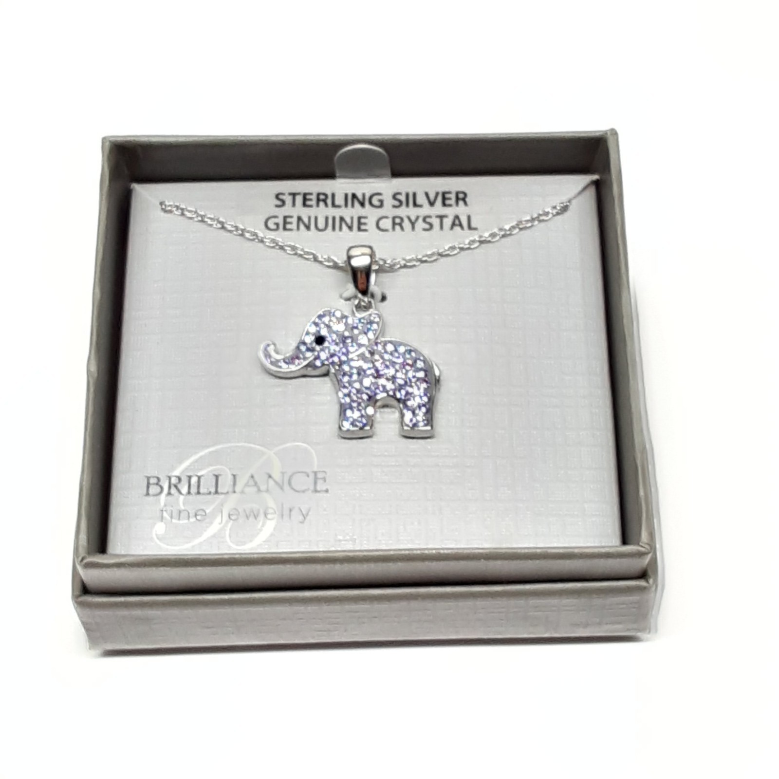 Elephant Genuine Crystal Pendent 925 Sterling Silver 18″ Necklace