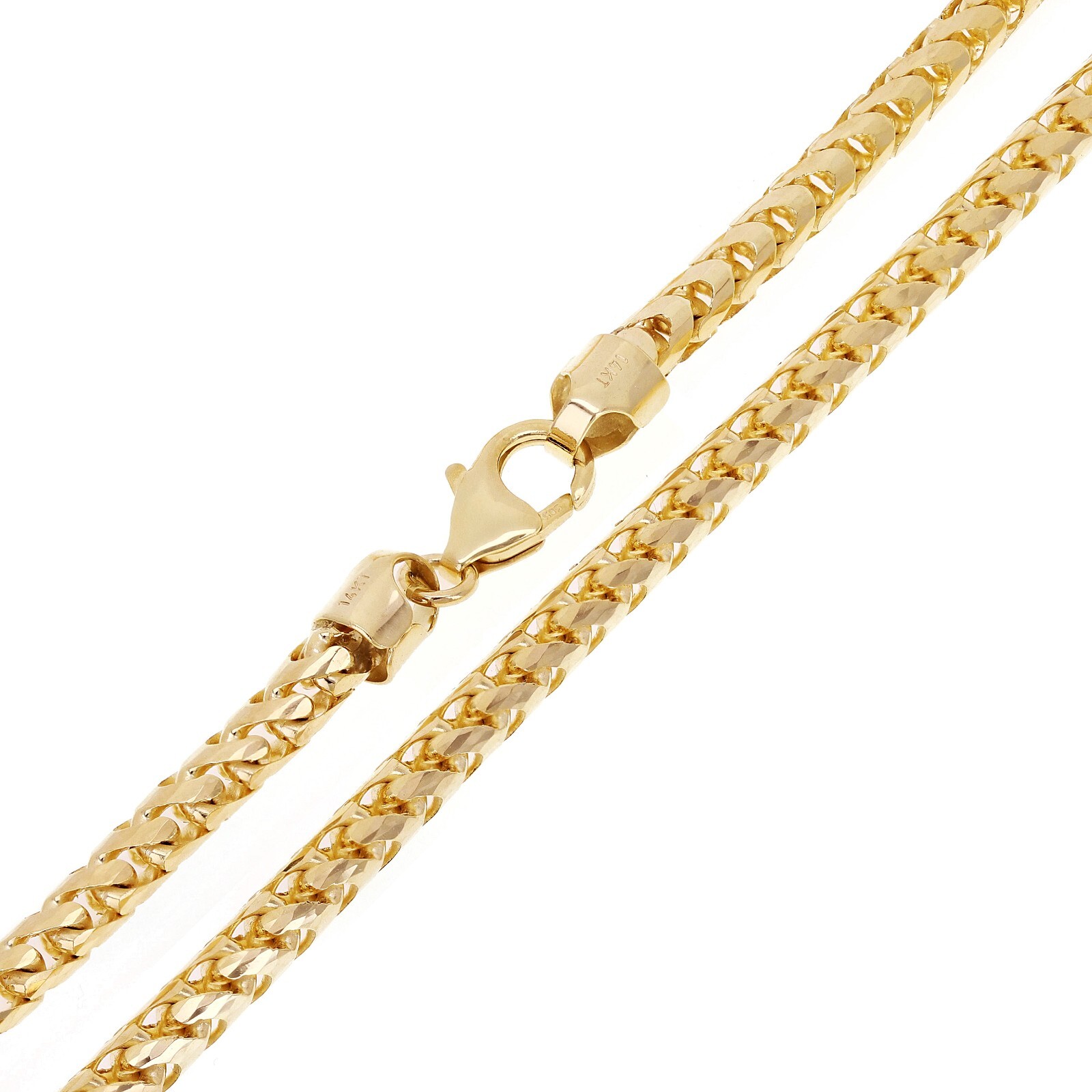 Italian 14k Yellow Gold Solid Diamond Cut Franco Chain Necklace 22″ 4mm 46 grams