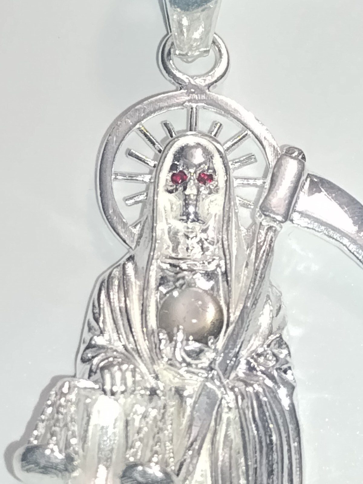 Sterling Silver Grim Reaper pendant Dije de la Santa Muerte Plata REAL 925 3.5″