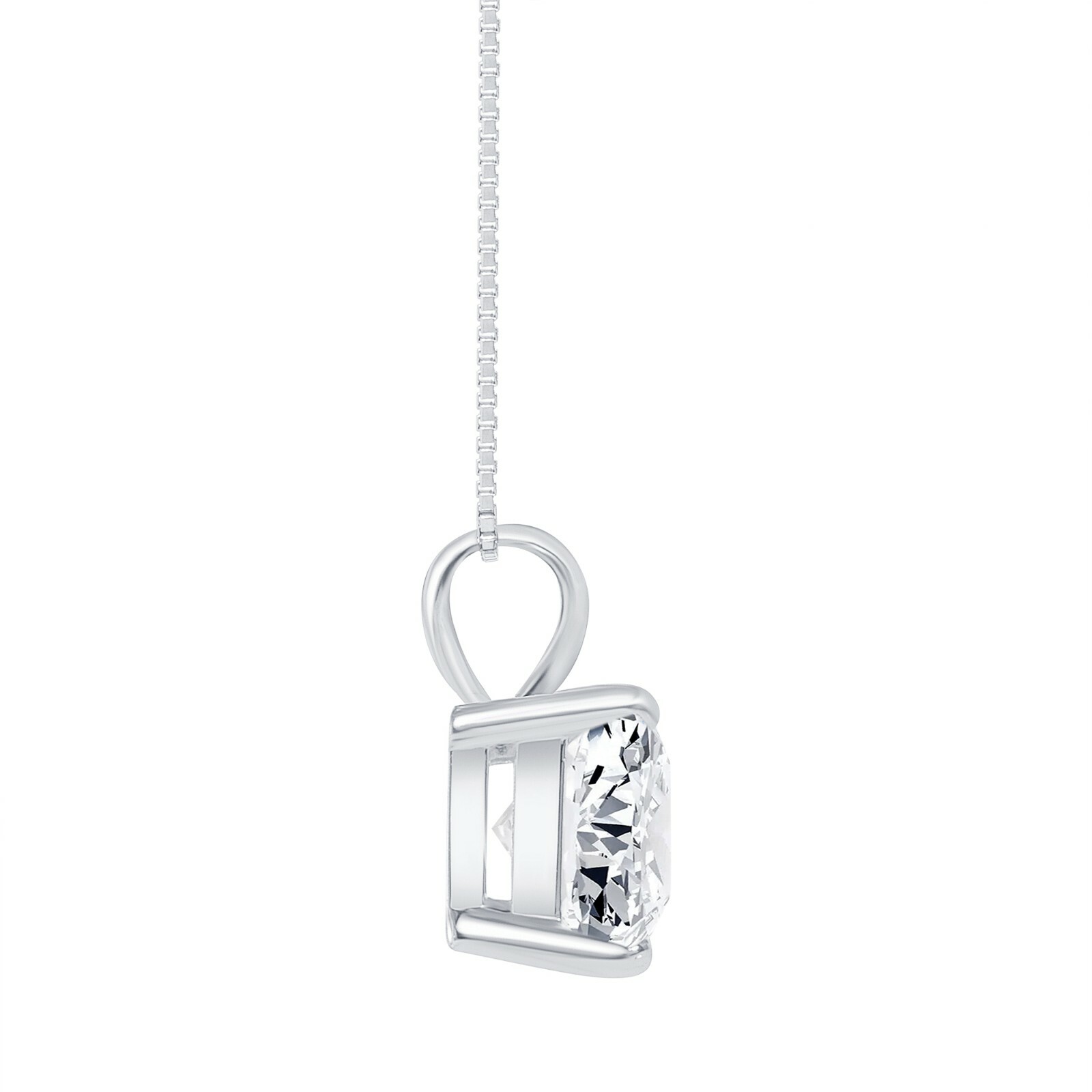 3 Ct Princess Lab Created Grown Diamond Real 18K White Gold Pendant Necklace 16″