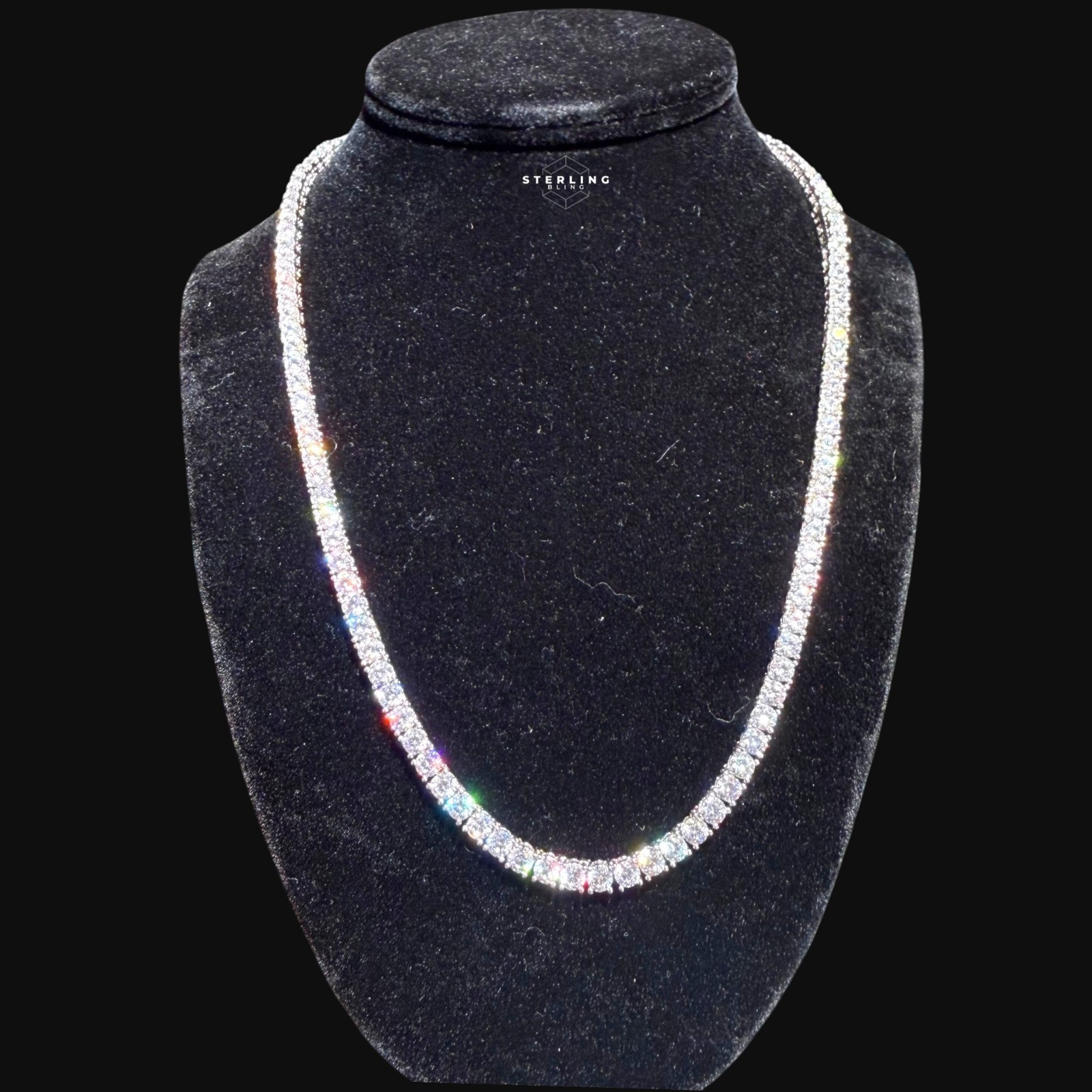 4mm Moissanite Tennis Chain 925 Sterling Silver Pass Tester Necklace 18-24″ Iced