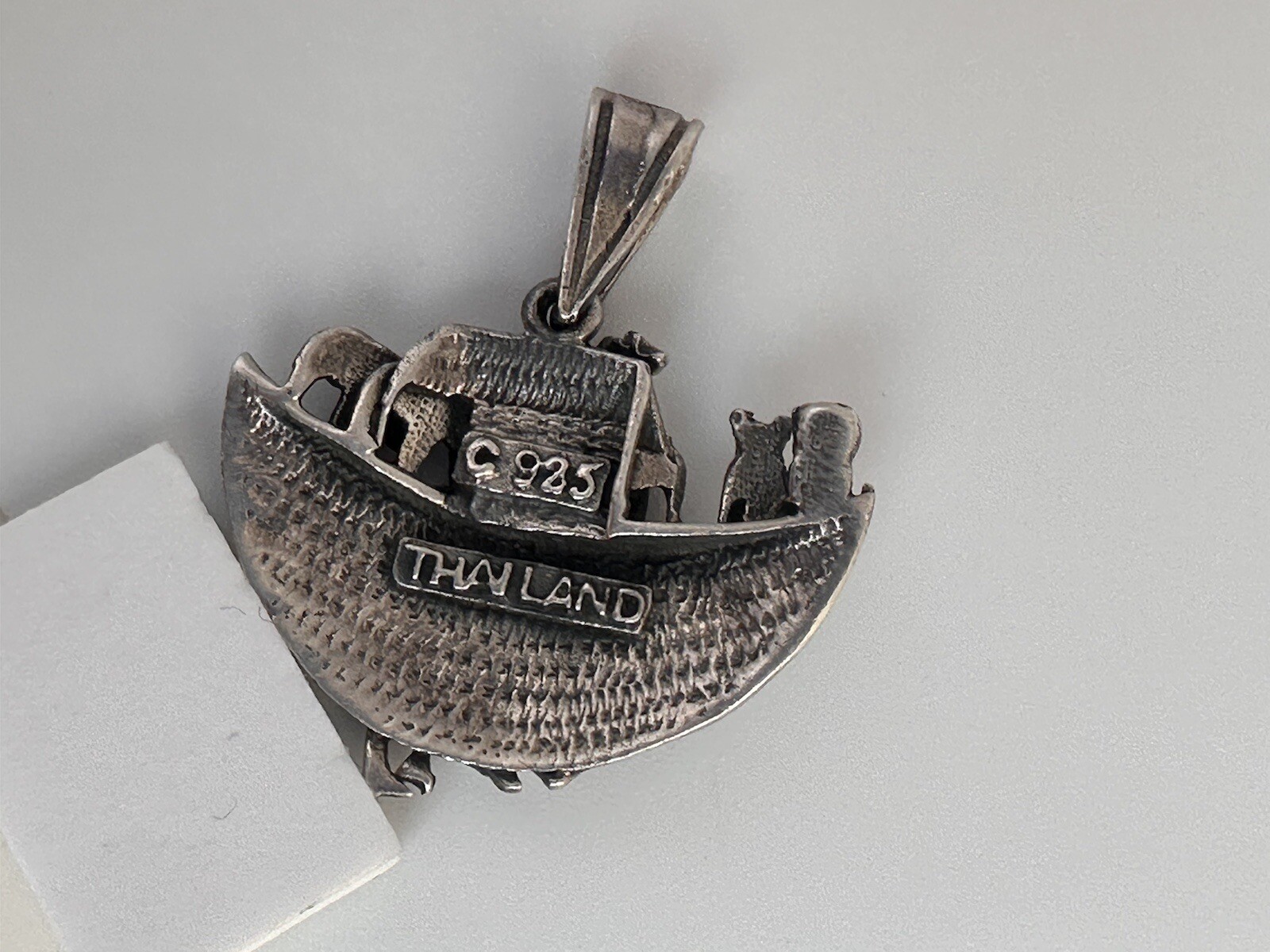 Vintage Sterling Silver 925 Animals Noah’s Ark 3D Pendant Faith 5g Bible Jewelry