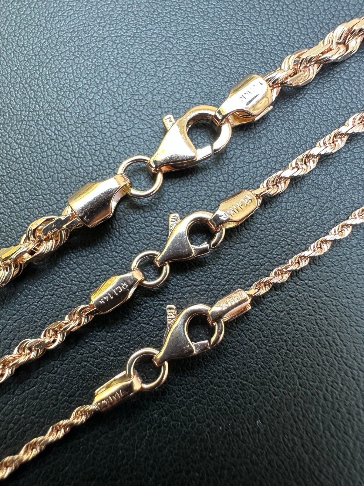 Solid 14k Rose Gold Men’s Women’s Real Rope Chain Necklace 1.5mm-4mm