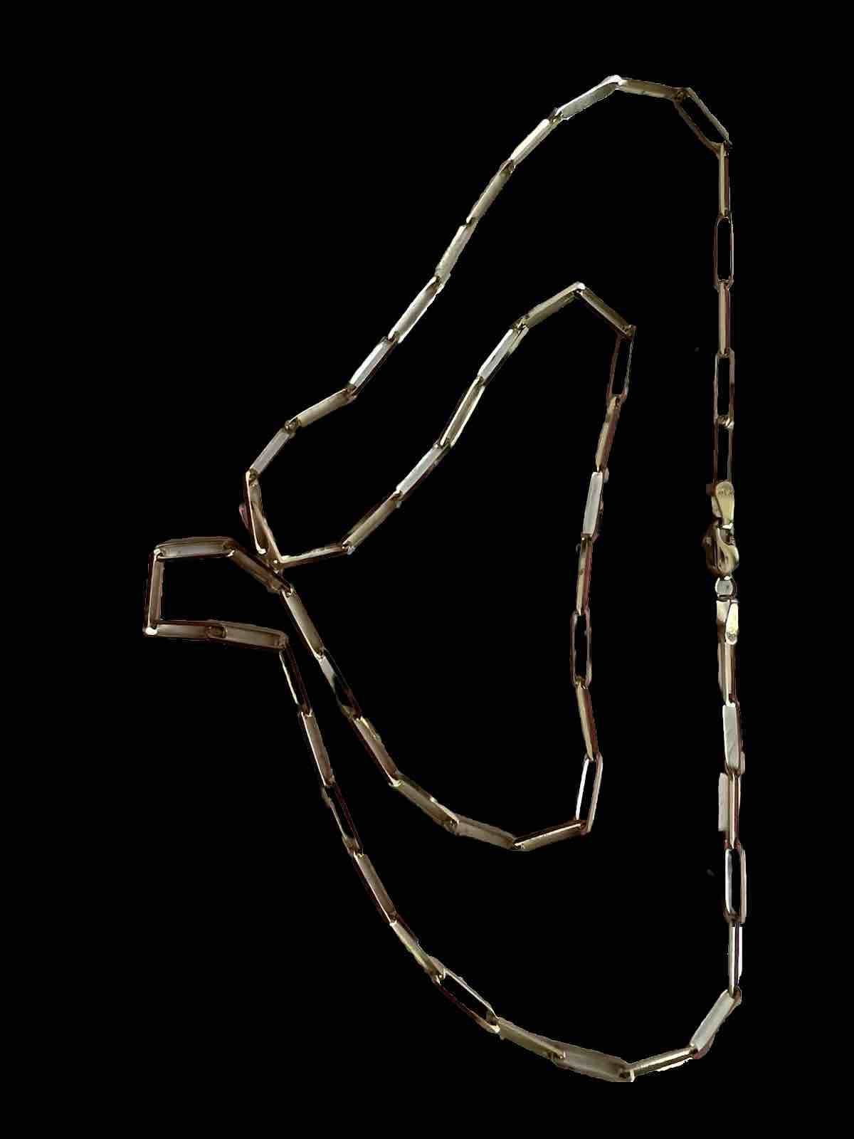 14k Yellow Gold Hollow Paper Clip Chain Necklace 19.5″ 4 grams