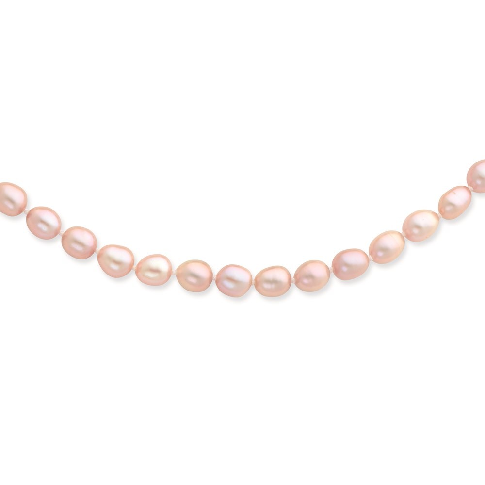 14k Yellow Gold 6-7mm Pink Rice Freshwater Cultured Pearl Necklace 24″