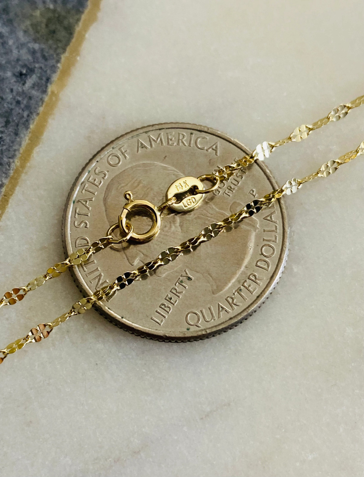 14K Solid Gold 1.7mm Mirror Chain – 14k Solid Gold 16″ to 20″ Necklace – CH247