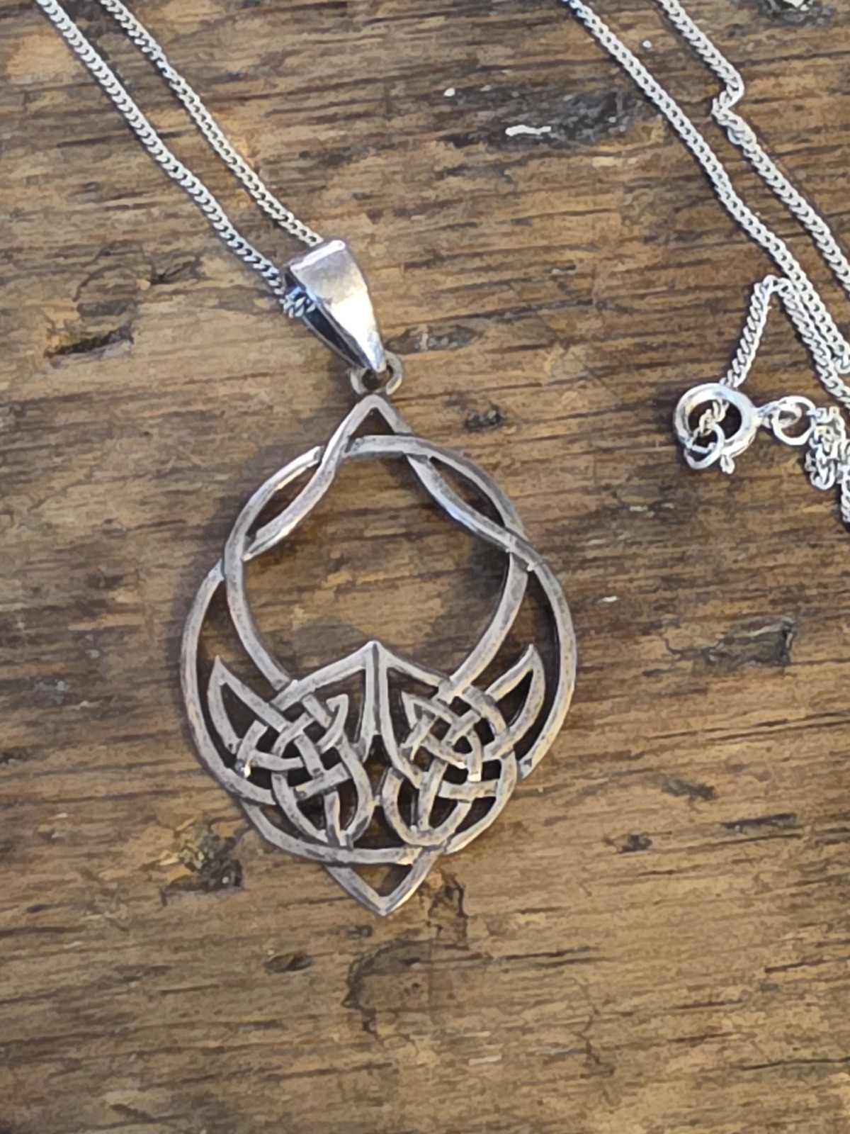 Sterling Silver Celtic Knot Teardrop Pendant Necklace