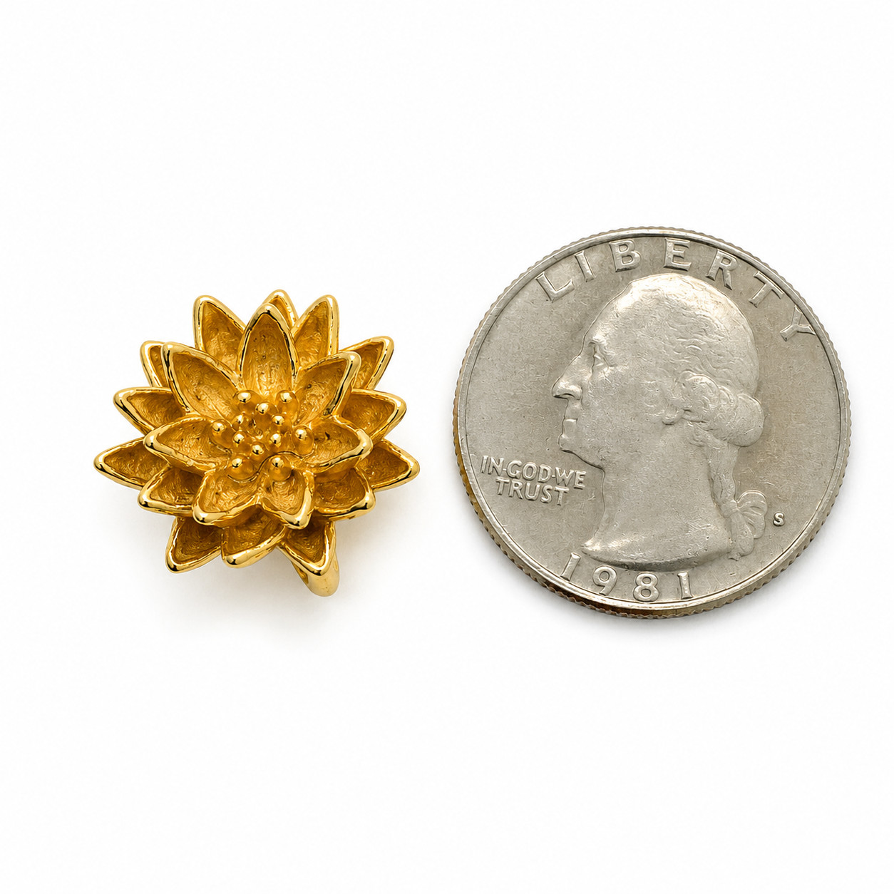 MENE 24K Pure Gold Water Lily Pendant Charm 6.2g w/ Original Box
