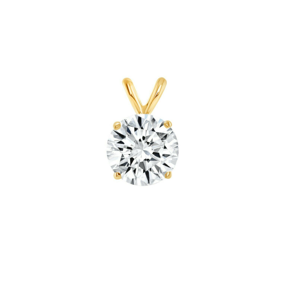 1 Carat Moissanite Necklace in 14 Karat Yellow Gold with 14K Box Chain-18 inches