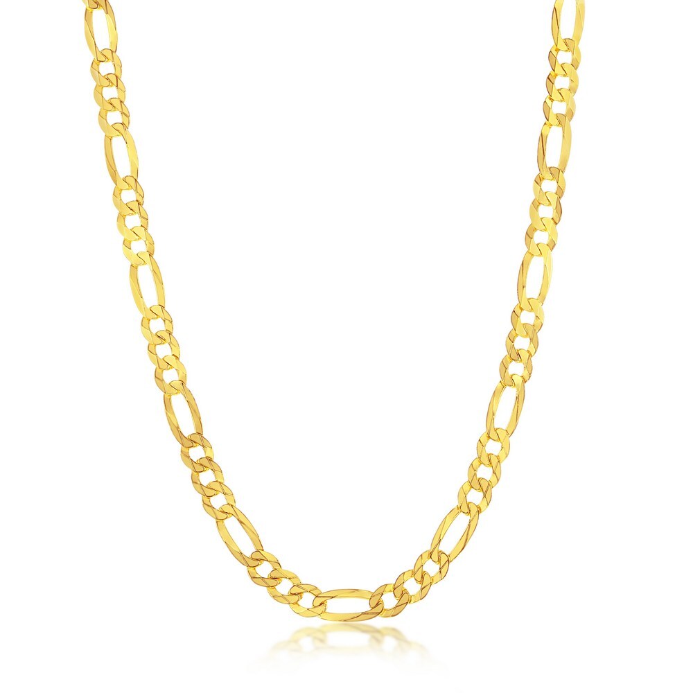 Sterling Silver 5mm Flat Figaro Chain – Gold Plated