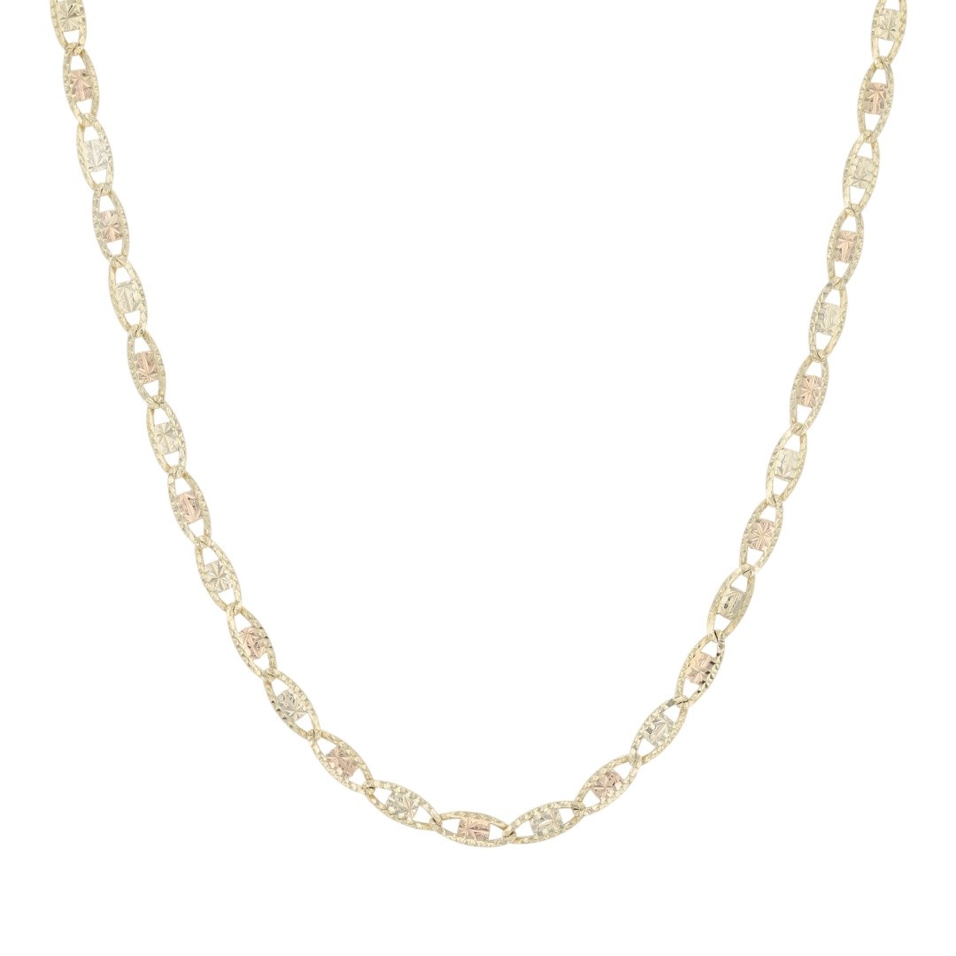 2mm Anchor Link Chain 24.25″ Necklace 10k Multi-Tone Gold 3.34 Grams