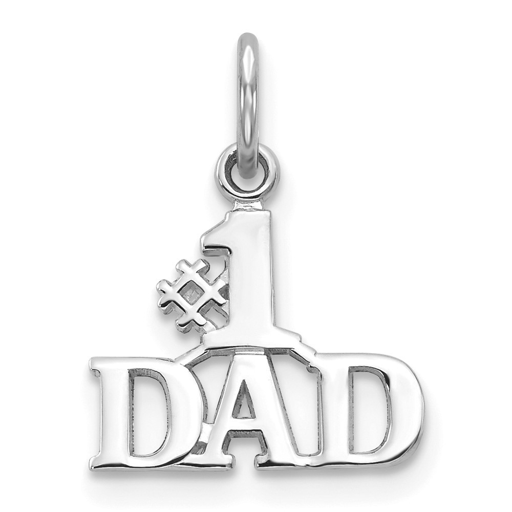 10k White Gold #1 Dad Charm Pendant 0.49gm L-17 mm, W-13 mm