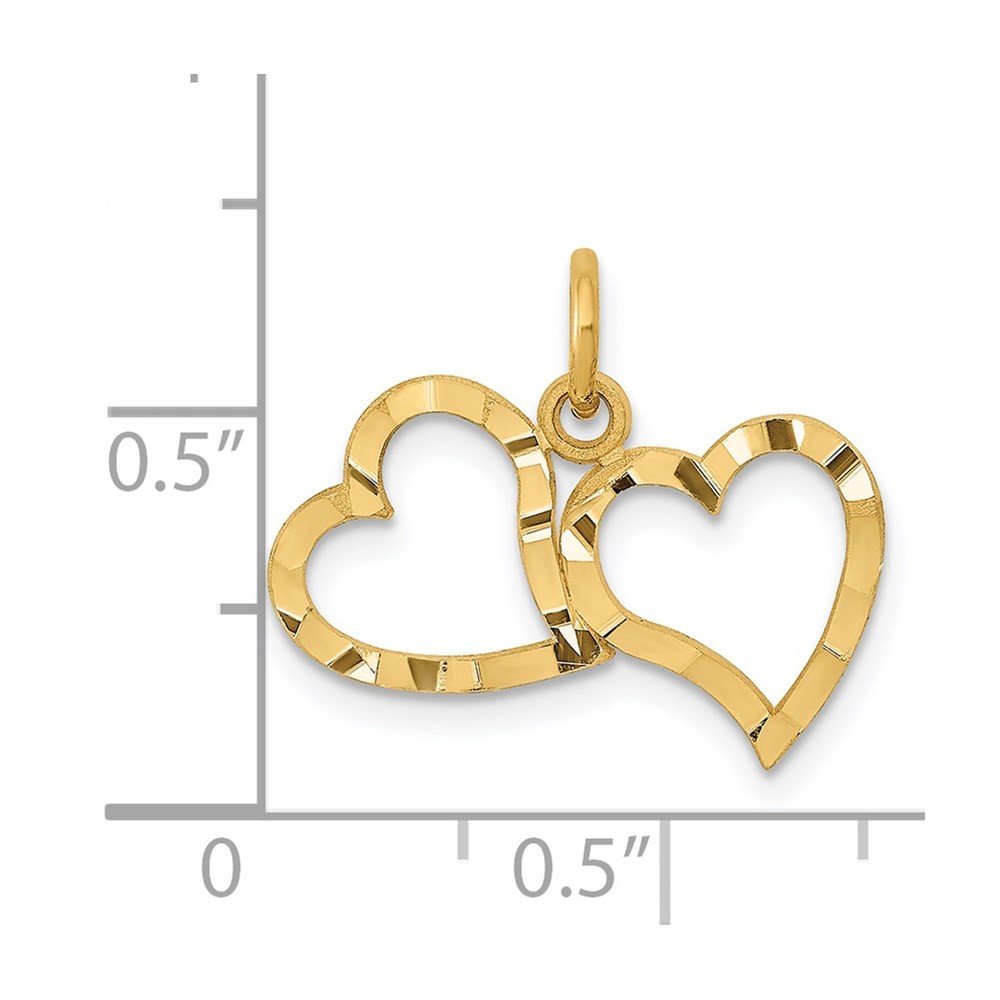 14k Yellow Gold Polished Double Heart Pendant 0.54gm L-0.71 in,W-0.75 in
