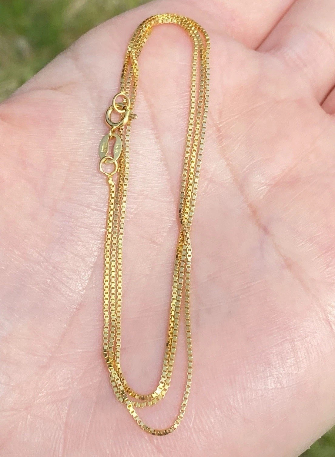 Solid 14K Yellow Gold 0.8mm Box Chain Necklace, 18 Inches, 2.01 Grams