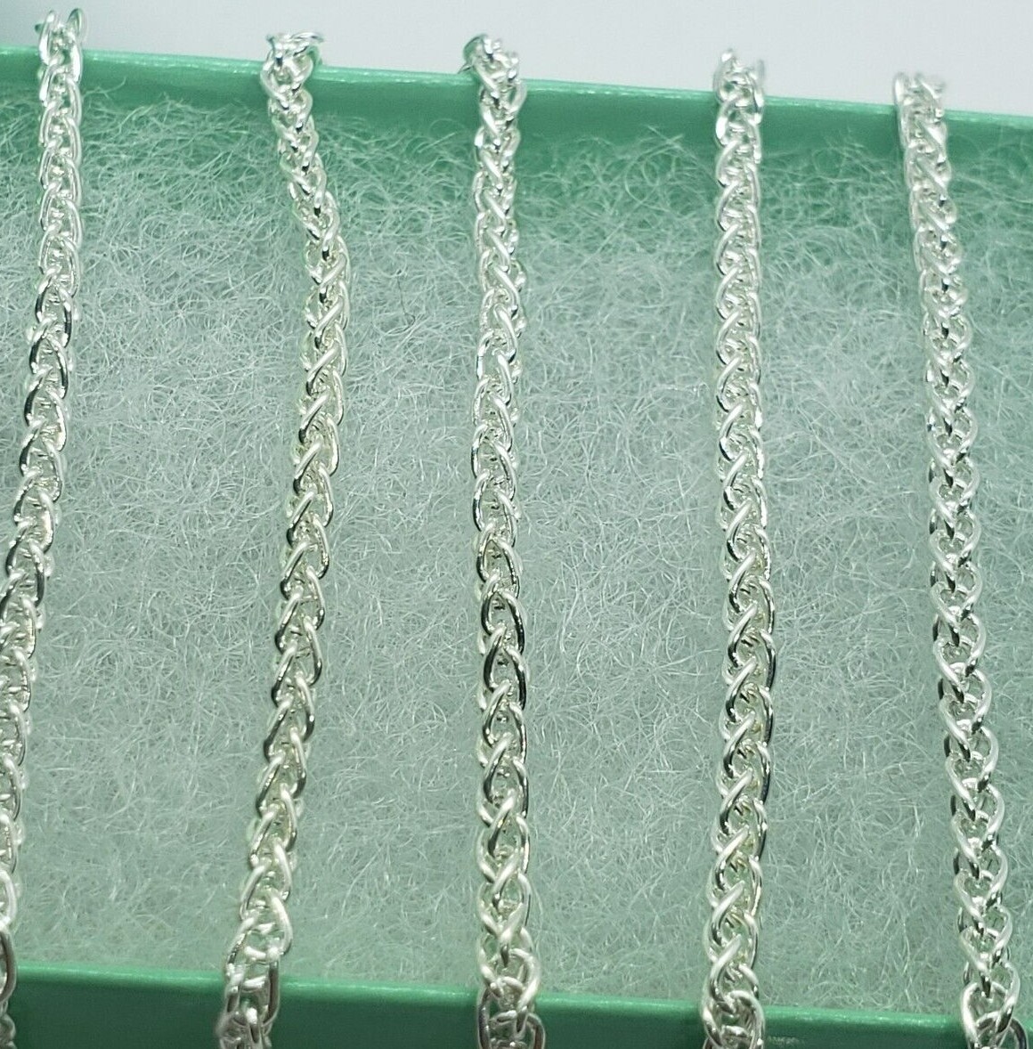 925 Sterling Silver Spiga Wheat Chain Necklace Bracelet 2.5mm Length 7″ to 30″