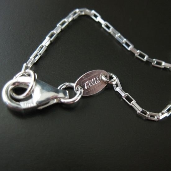 Solid Sterling Silver Necklace,Bracelet -Small Box Chain-All Sizes (7.5″-36″)