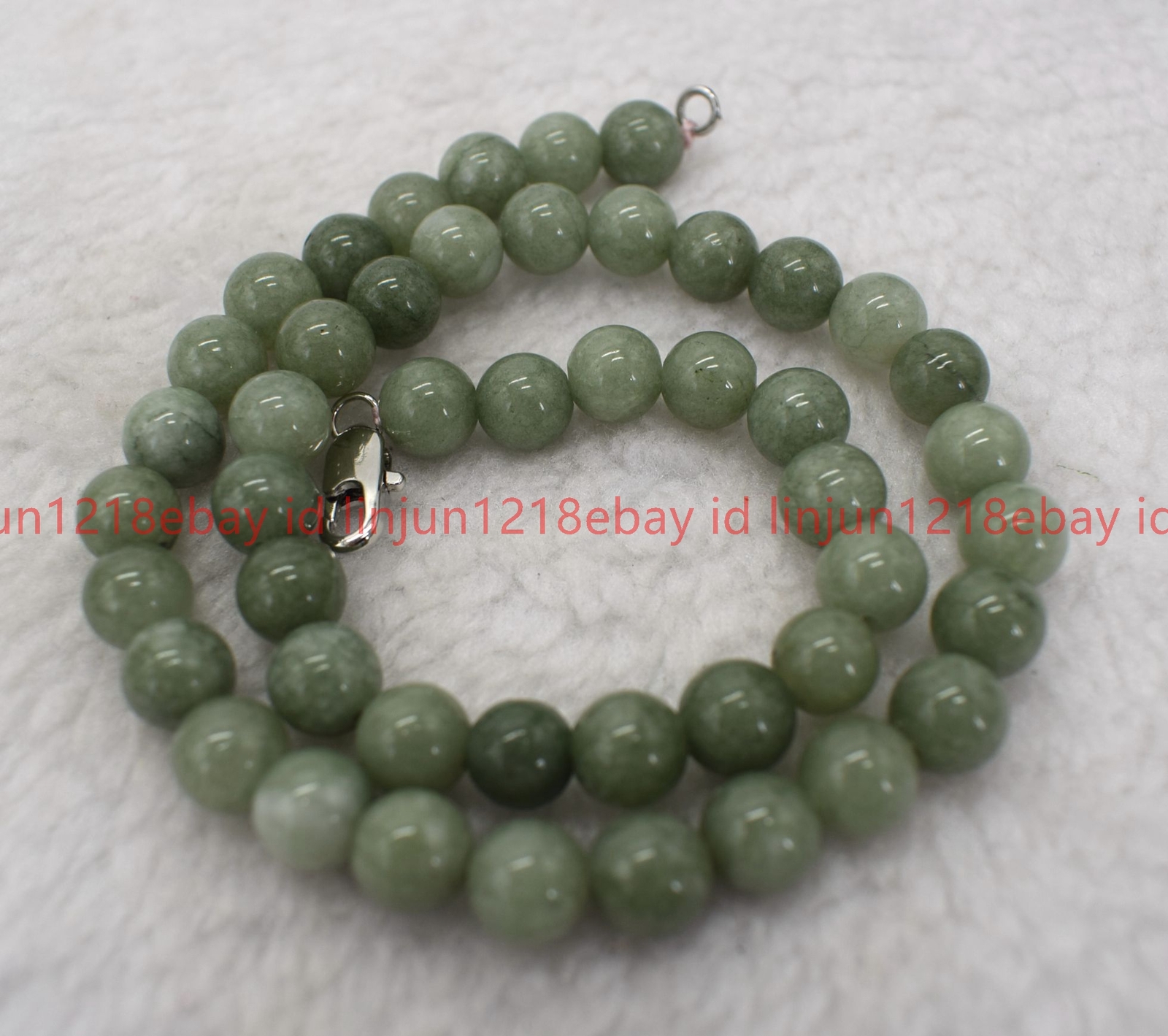 Natural 6/8/10/12mm A Green Jade Round Gemstone Beaded Necklace Bracelet 18/7.5