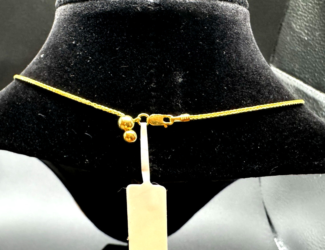 14K Yellow Gold over Sterling Silver 1.20mm SPIGA Wheat Chain Necklace 24″