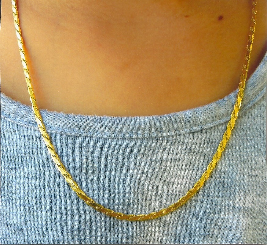 CHRISTMAS 14k gold flat s bar link necklase