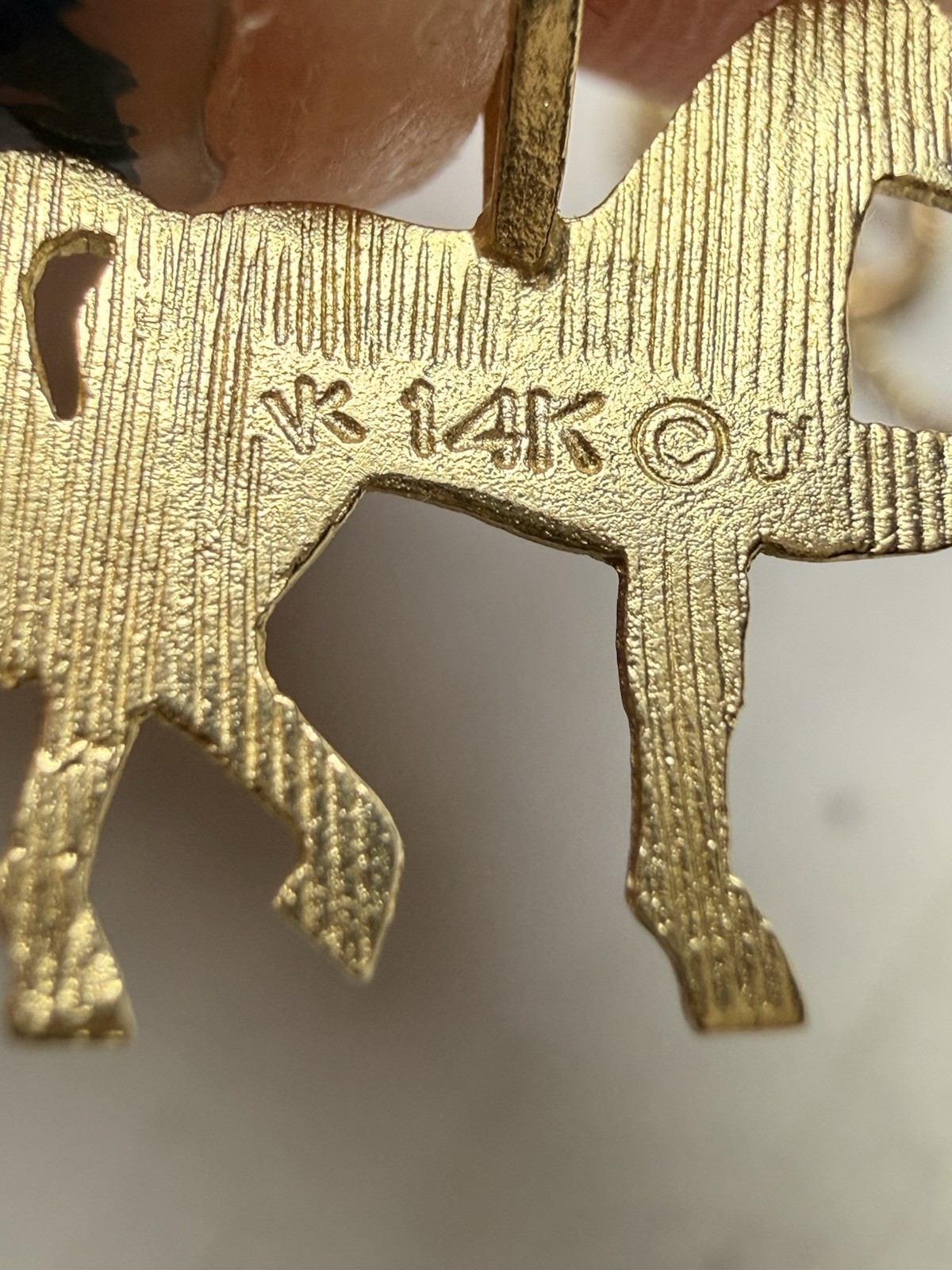 Vintage Solid 14k Yellow Gold Horse Pendant Necklace 2 Grams Equestrian Italy