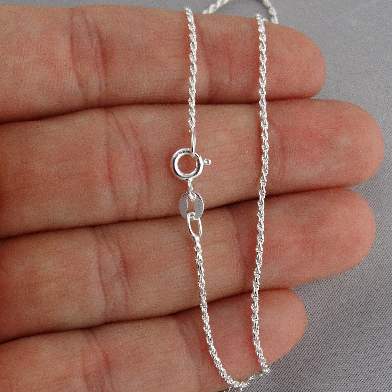 Sterling Silver Diamond Cut Rope Chain Necklace 1.1mm 025 Italy 16″-24″ NEW 925