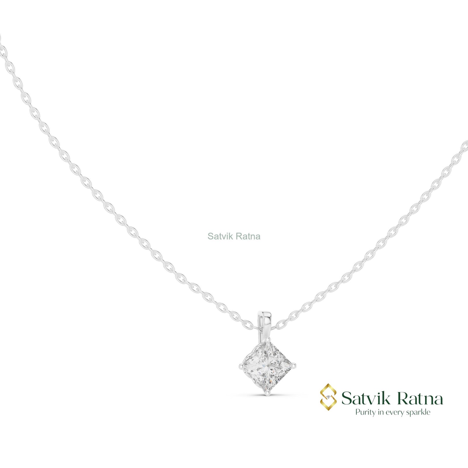 1 CT PRINCESS lab grown diamond trendy for prong male/female pendent 14k gold