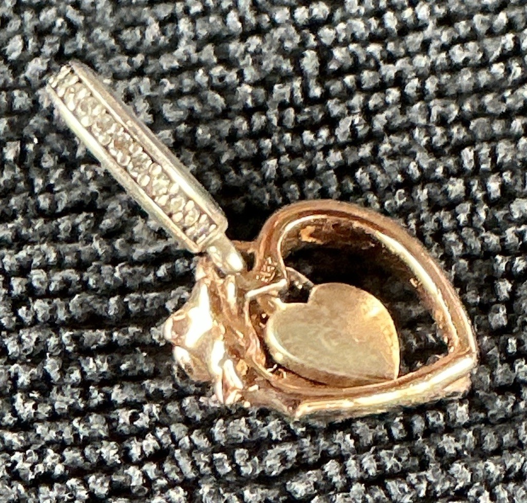 PANDORA 925 Sterling Silver Rose Heart Dangle Charm