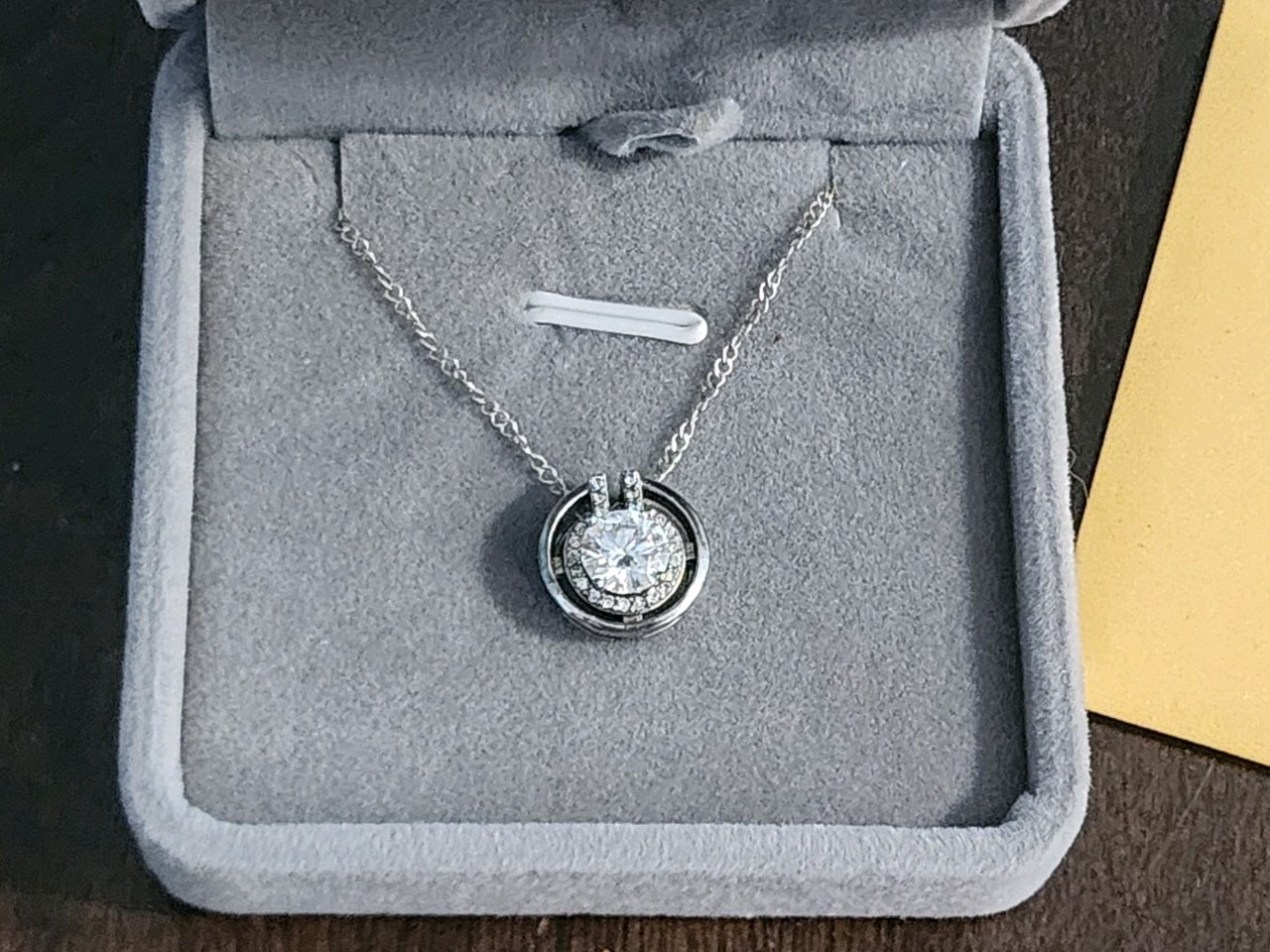 GRA Certified Moissanite Halo Pendant Necklace 925 Sterling Silver 18″ Box Cert
