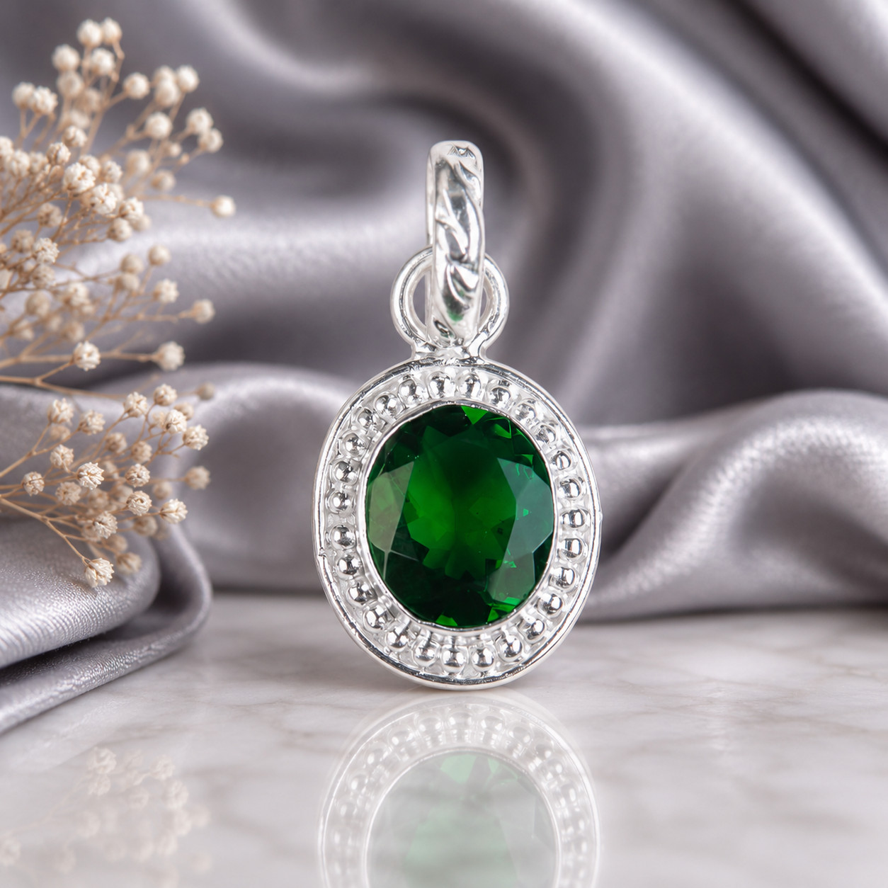 Chrome Diopside Gemstone 925 Solid Silver Designer Pendent 1.20″ Gift For Women