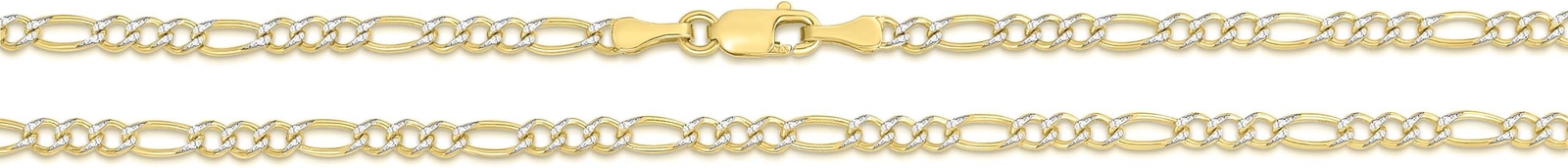 Floreo 10k Two-Tone Gold 2.5mm White Pave Figaro Chain Link Necklace