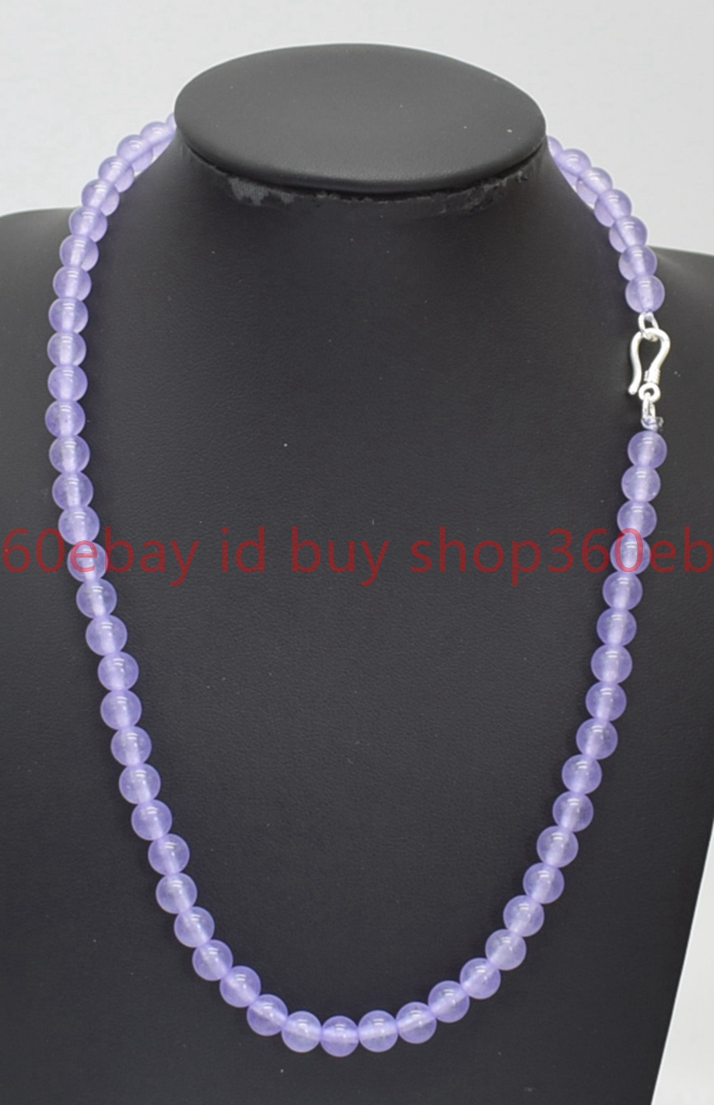 Pretty Handmade Natural 6/8mm Lavender Jade Gemstone Round Bead Necklace 16-28in
