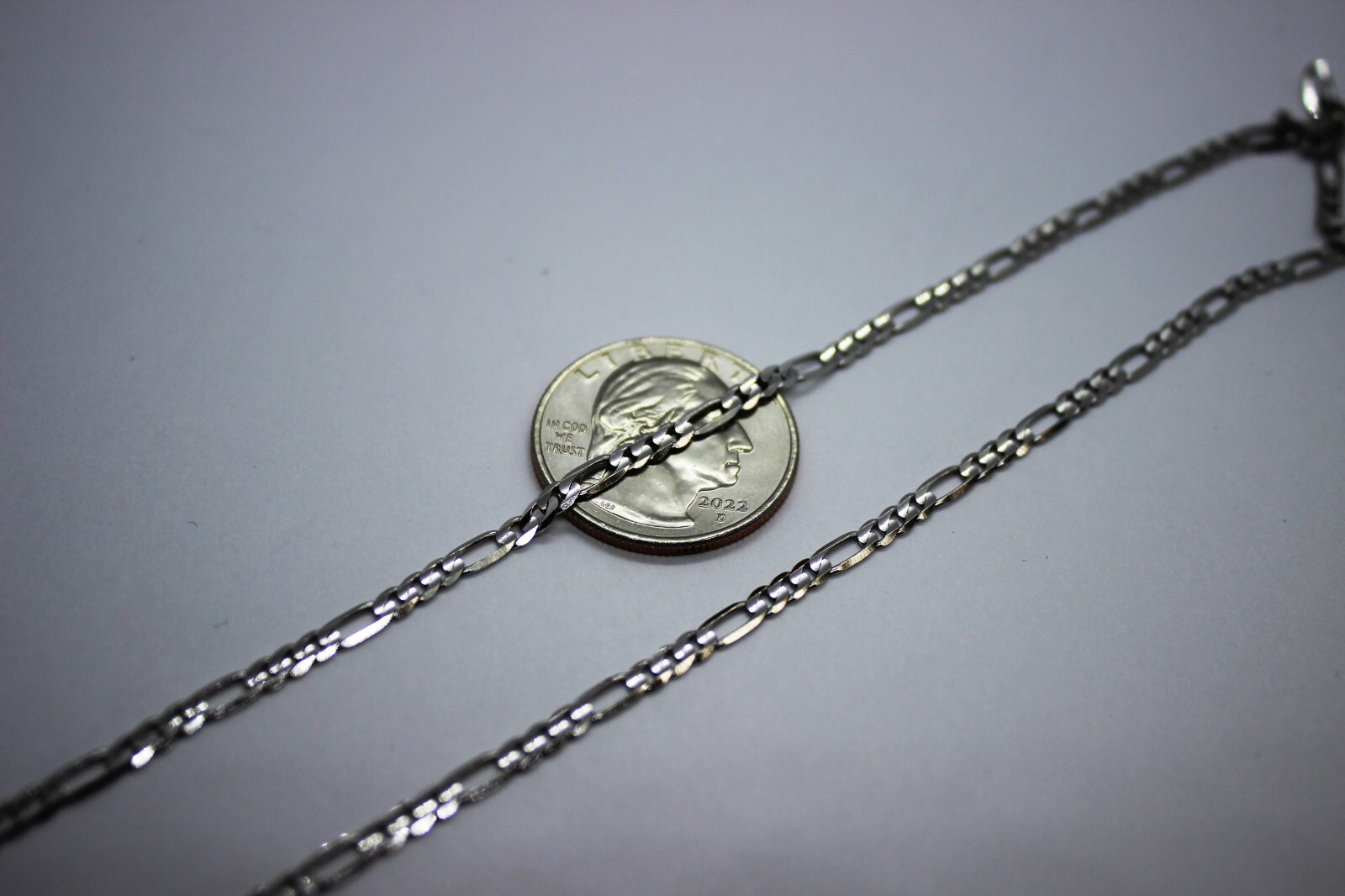 14k Solid White Gold Figaro Chain Necklace Bracelet 2.2mm – 6.2mm 7″ – 30″