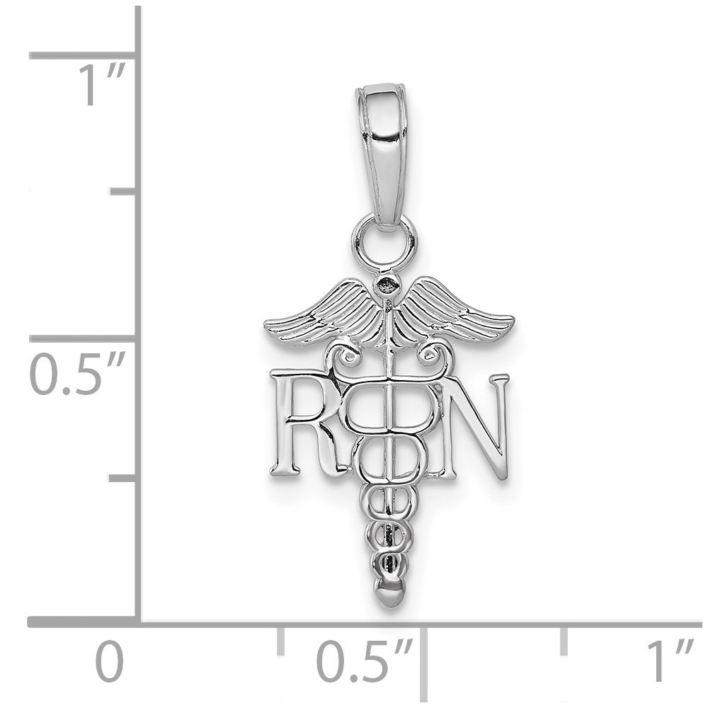 10K White Gold RN Caduceus Pendant 0.52gm L-19.4 mm, W-11.13 mm