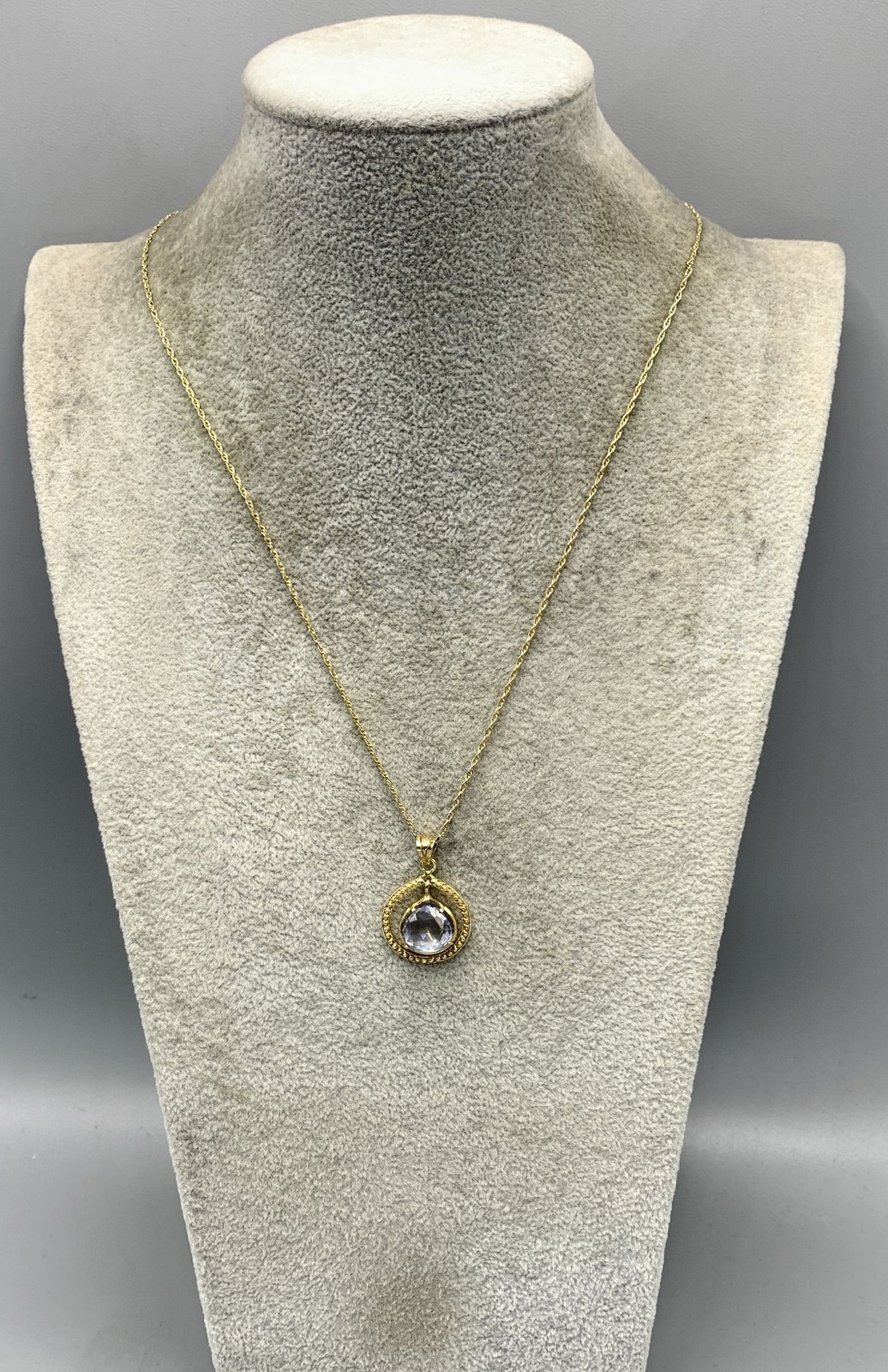 Gold Plated Sterling Silver, Quartz Crystal Tear Drop Pendant Necklace