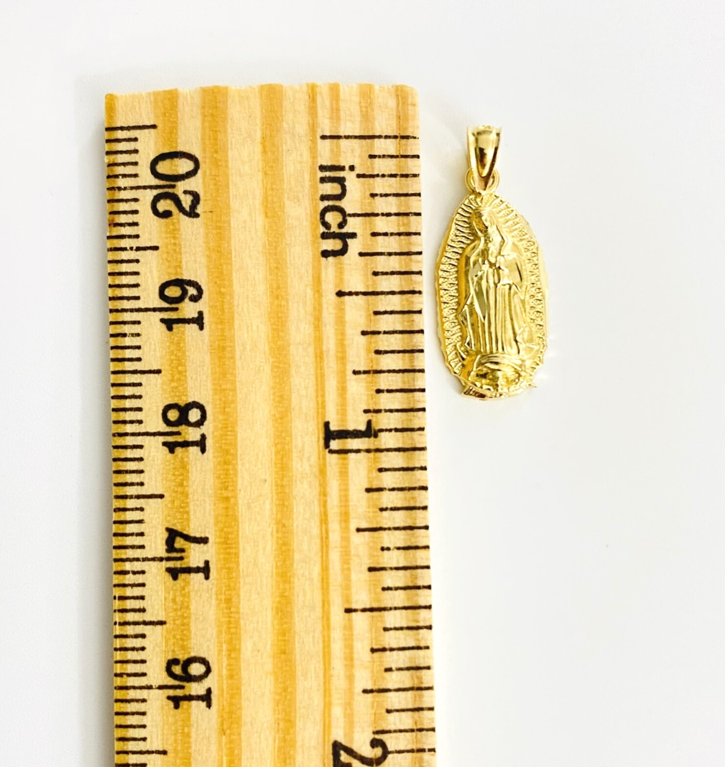 14K Solid Gold Virgin Guadalupe Pendant- 22mm x 9mm- 14K Solid Gold Mary- PT1078