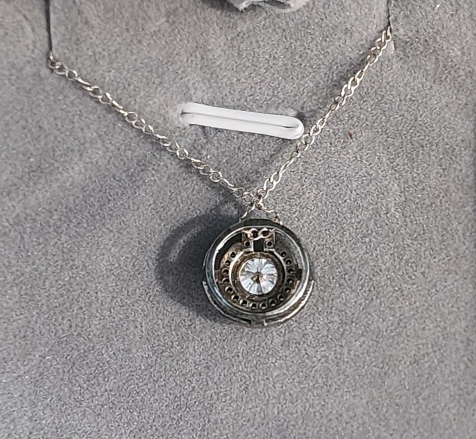 GRA Certified Moissanite Halo Pendant Necklace 925 Sterling Silver 18″ Box Cert