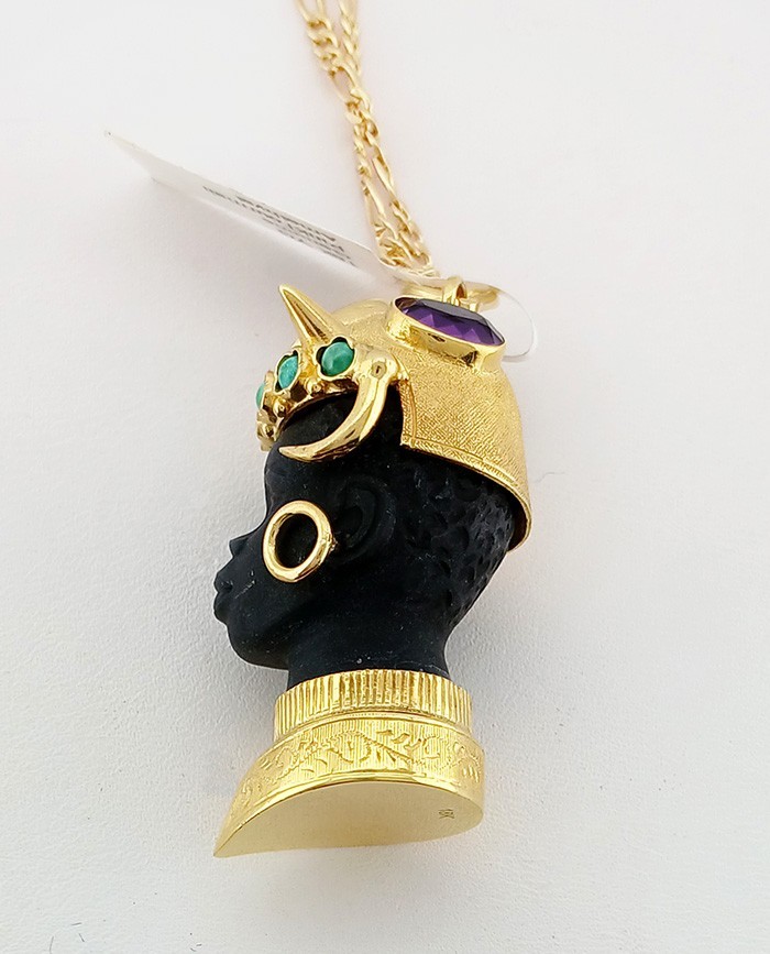 GENUINE PINK TOURMALINE, TURQUOISE & AMETHYST PENDANT SOLID 18k GOLD – NWT