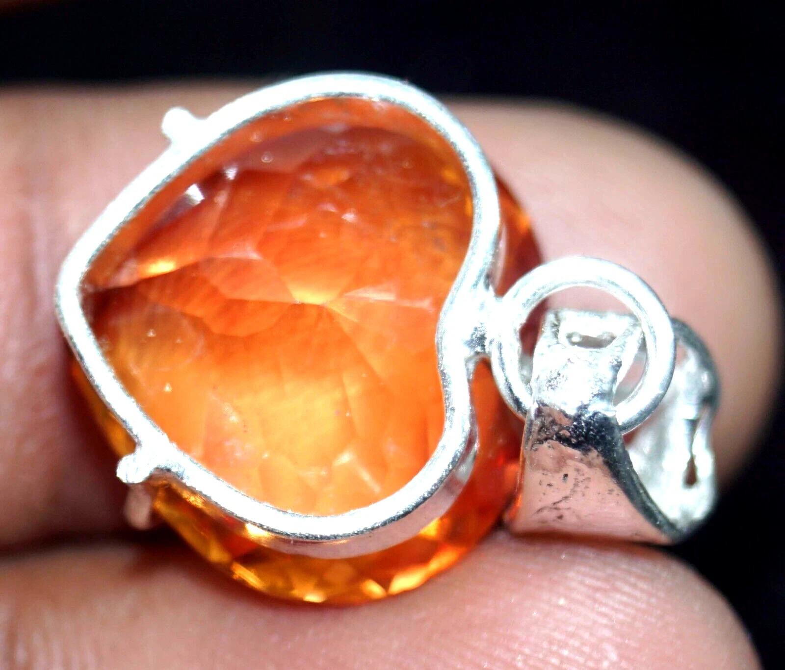 Natural Orange Sapphire 18 Ct Heart Cut 925 Solid Silver Pendant Gemstone+ Gift