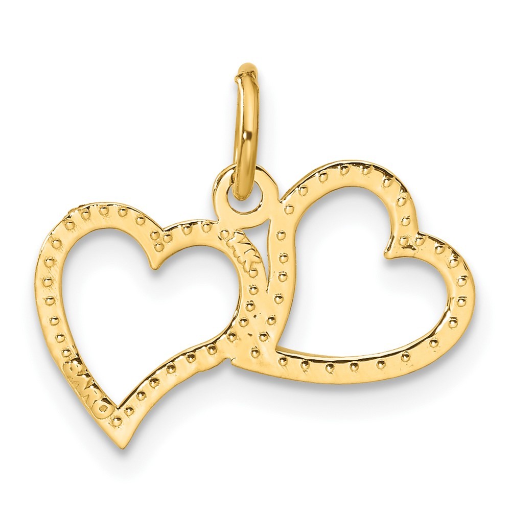 14k Yellow Gold Polished Double Heart Pendant 0.54gm L-0.71 in,W-0.75 in