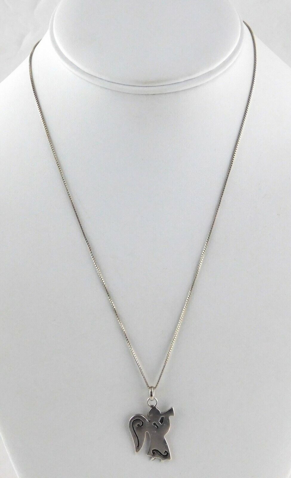 Sterling Silver Trumpeting Angel Pendant Necklace 18.5 Inches 5.2 Grams 925