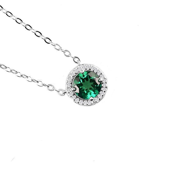 4CT Green Round cut Shaped Moissanite Pendant 14K white Gold Plated free chain
