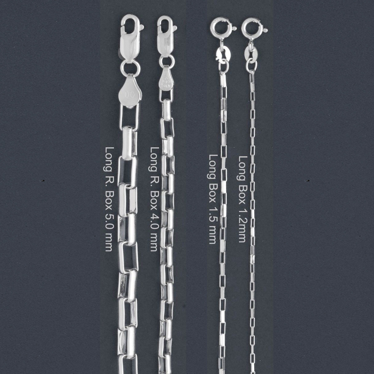 ITALY Sterling Silver LONG BOX Chain Necklace/Bracelet-ROUND-LONG BOX Chain