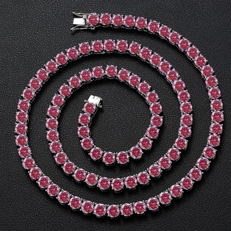 Colorful Real Moissanite Tennis Chain Necklace S925 Silver Bracelet Passes Test