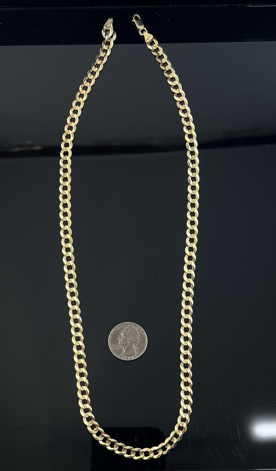 10k Yellow Gold Solid Curb Link 24″ Necklace, 7mm wide, 24.8 Grams