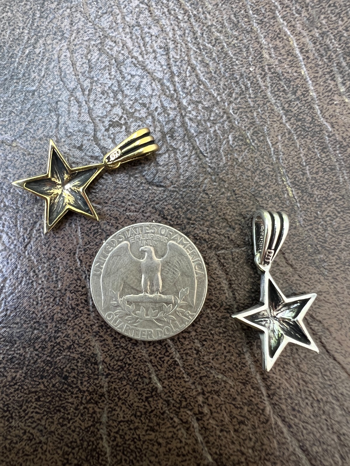 Real 925 Silver / 14k Gold Plated Star Superstar Oxidized Pendant Necklace Charm