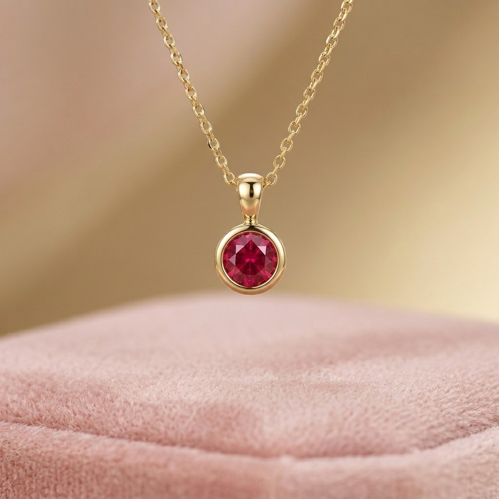 Gold Birthstone Necklace 925 Sterling Silver Bezel Pendant Gift